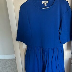 Cos Contrast Panel Midi dress Blue